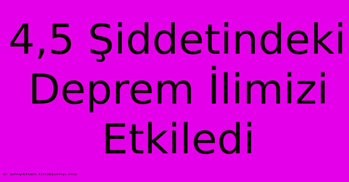 4,5 Şiddetindeki Deprem İlimizi Etkiledi