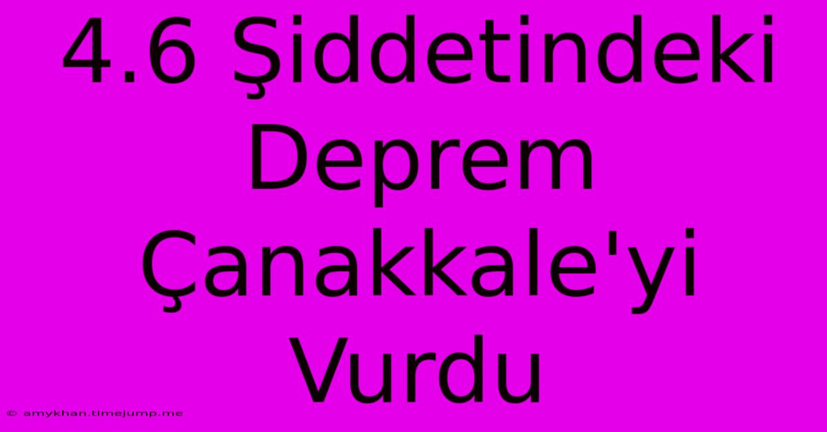 4.6 Şiddetindeki Deprem Çanakkale'yi Vurdu