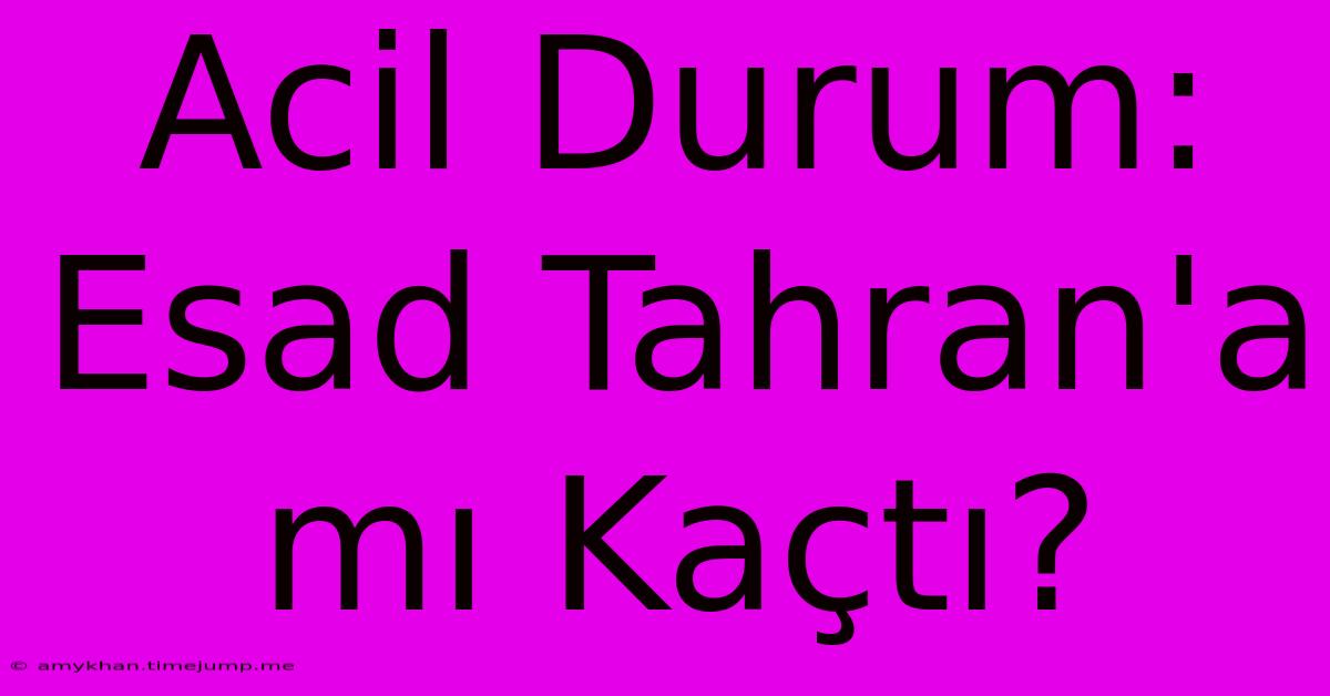 Acil Durum: Esad Tahran'a Mı Kaçtı? Acil Durum: Esad Tahran'a Mı Kaçtı?