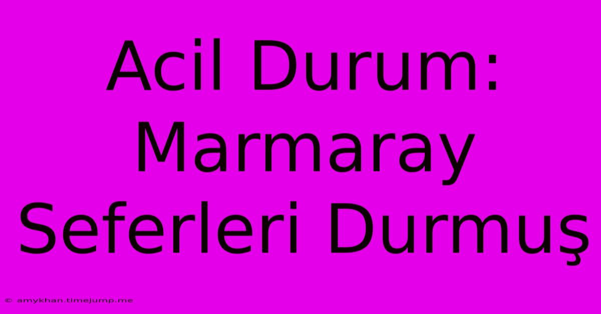 Acil Durum: Marmaray Seferleri Durmuş