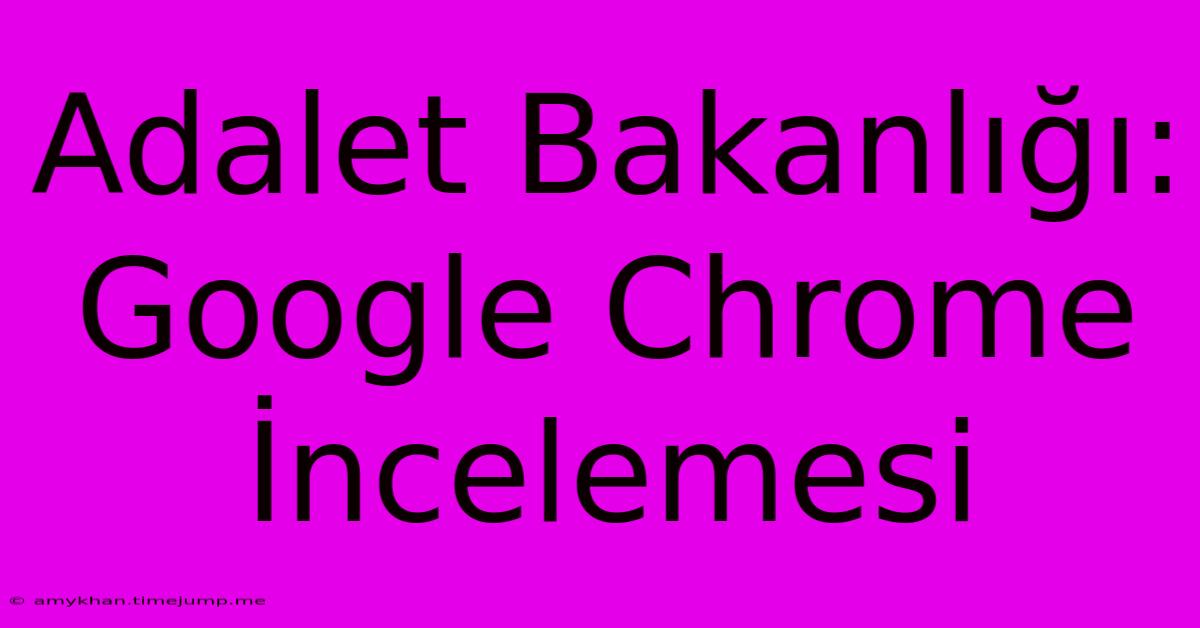 Adalet Bakanlığı: Google Chrome İncelemesi