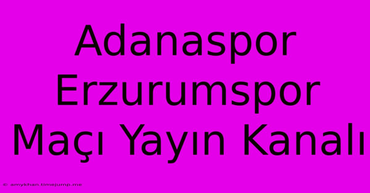 Adanaspor Erzurumspor Maçı Yayın Kanalı Adanaspor Erzurumspor Maçı Yayın Kanalı