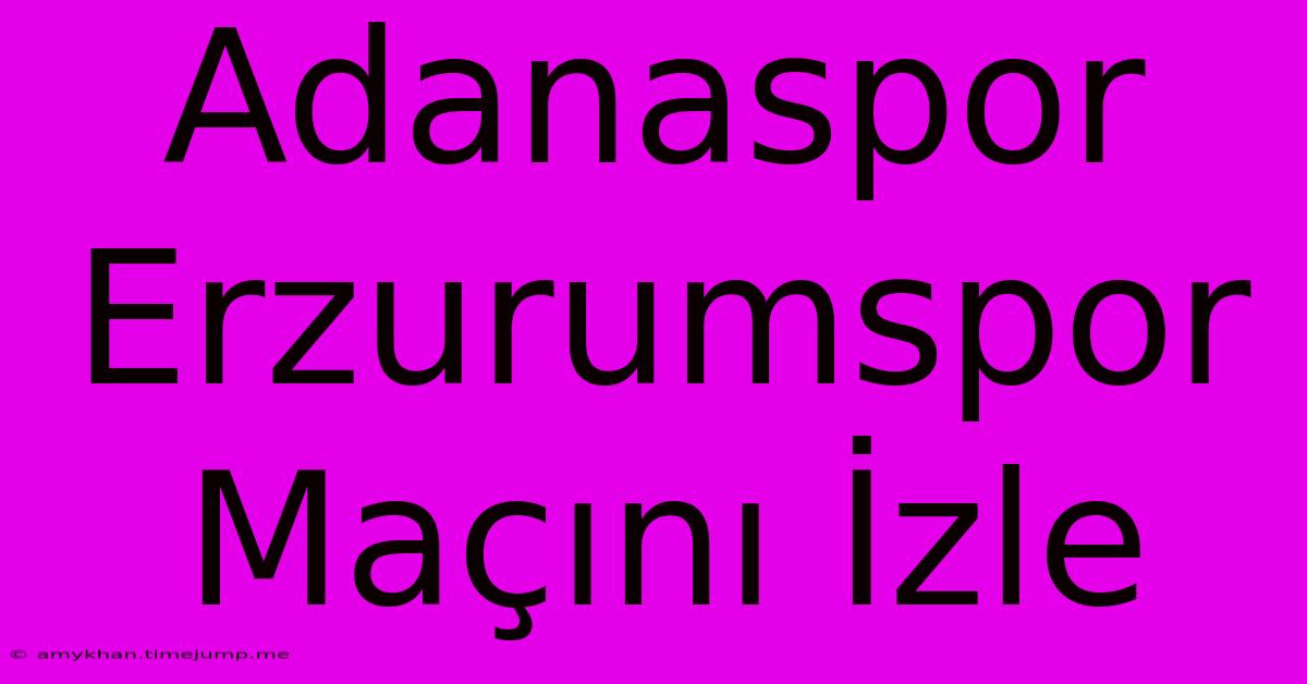 Adanaspor Erzurumspor Maçını İzle Adanaspor Erzurumspor Maçını İzle