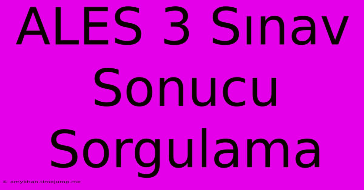 ALES 3 Sınav Sonucu Sorgulama