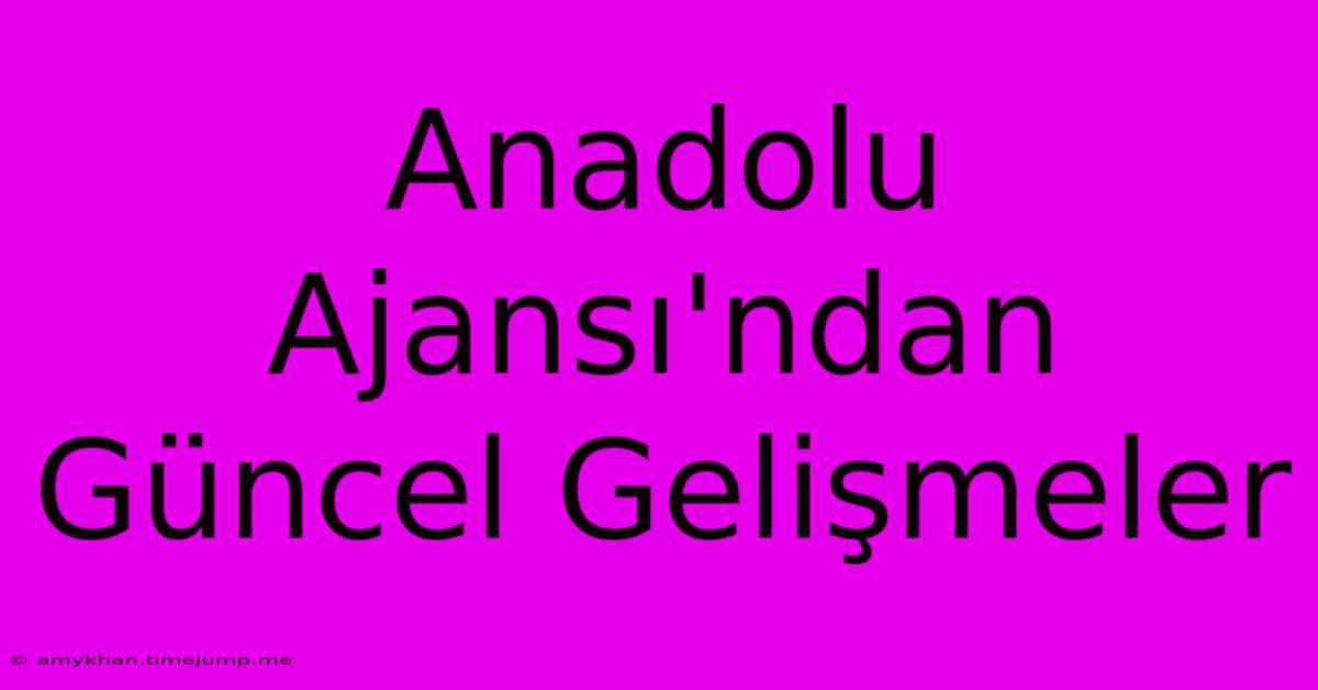 Anadolu Ajansı'ndan Güncel Gelişmeler