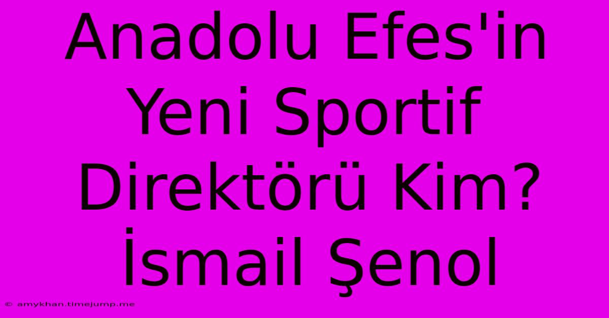 Anadolu Efes'in Yeni Sportif Direktörü Kim? İsmail Şenol