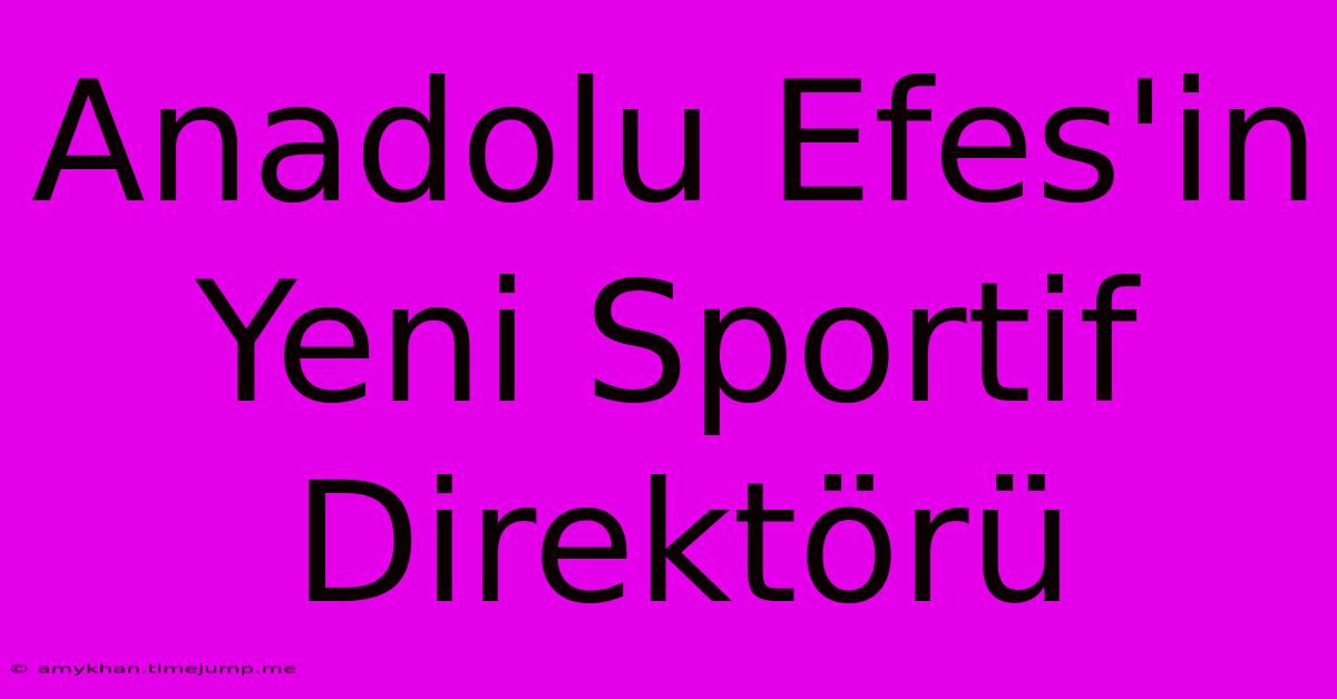 Anadolu Efes'in Yeni Sportif Direktörü