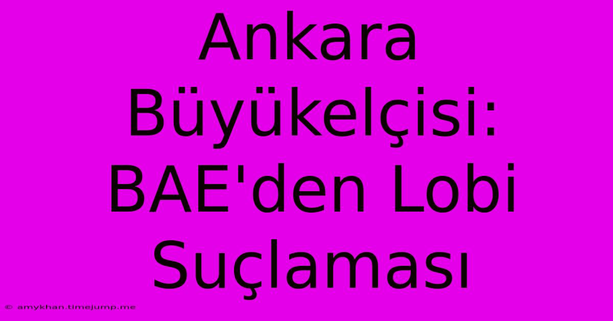 Ankara Büyükelçisi: BAE'den Lobi Suçlaması