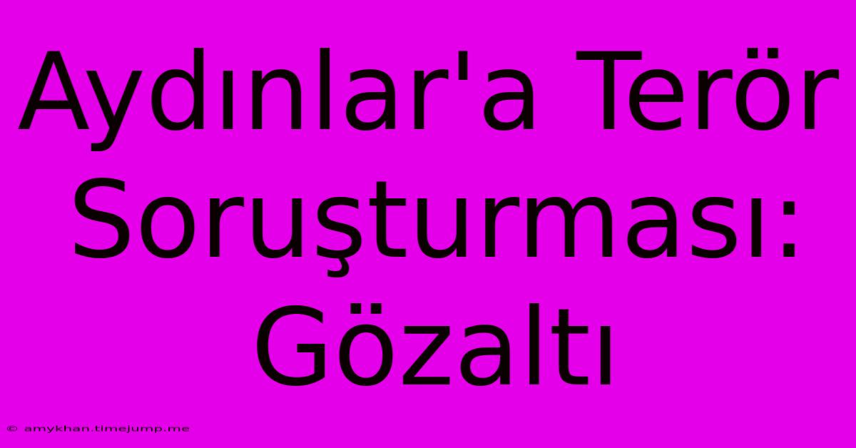 Aydınlar'a Terör Soruşturması: Gözaltı