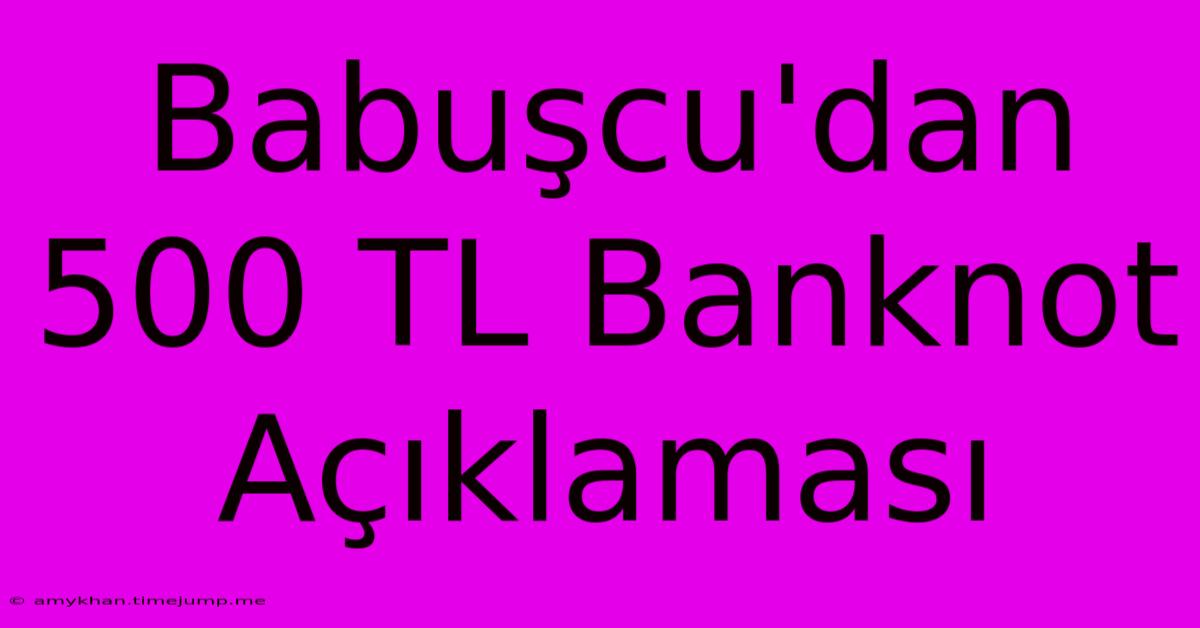 Babuşcu'dan 500 TL Banknot Açıklaması