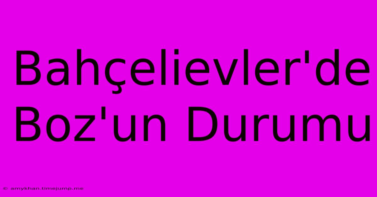 Bahçelievler'de Boz'un Durumu Bahçelievler'de Boz'un Durumu