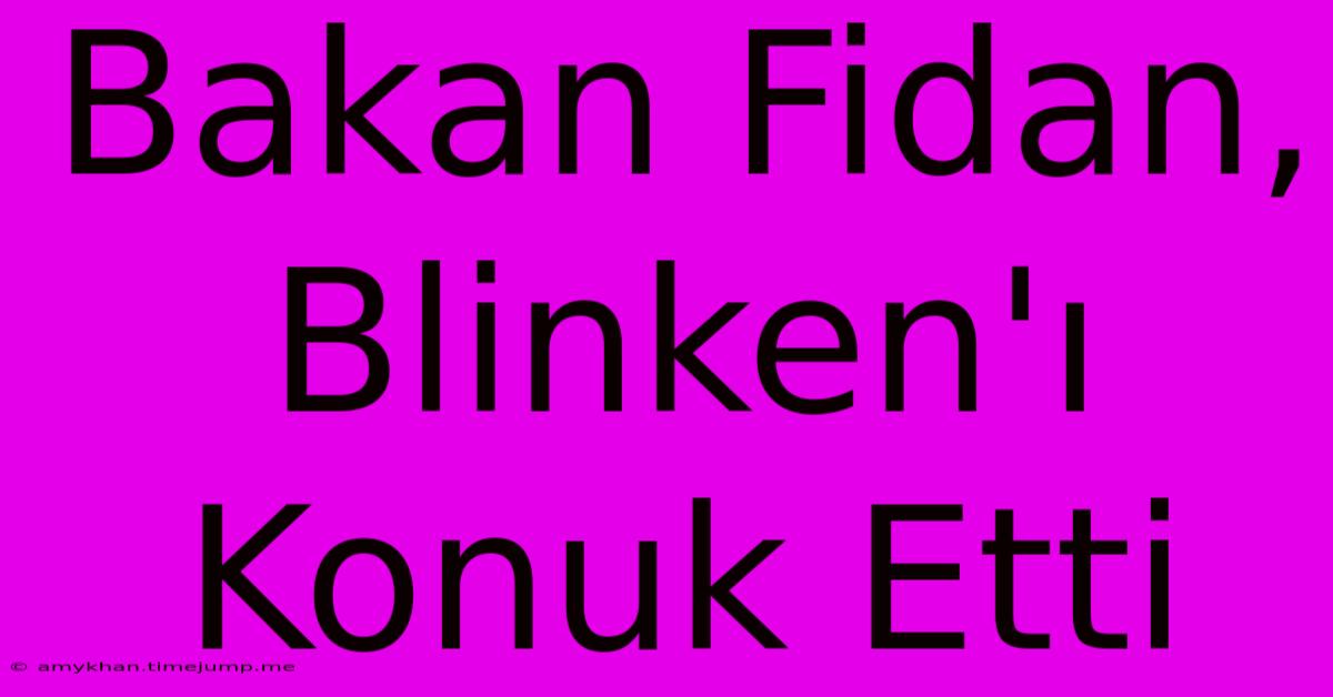 Bakan Fidan, Blinken'ı Konuk Etti