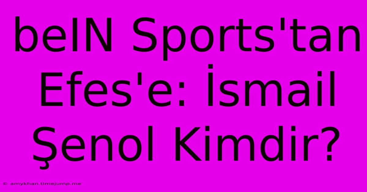 BeIN Sports'tan Efes'e: İsmail Şenol Kimdir?