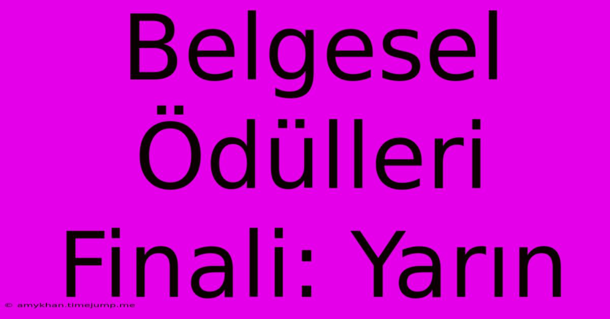 Belgesel Ödülleri Finali: Yarın