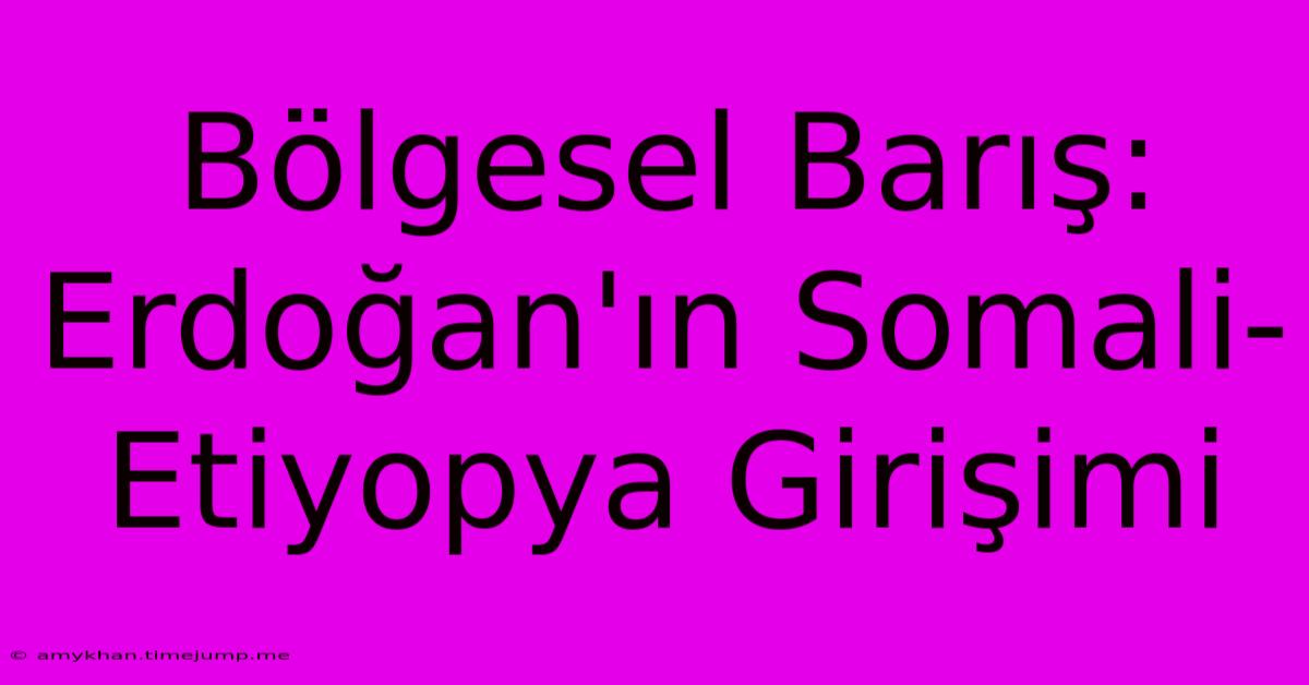 Bölgesel Barış: Erdoğan'ın Somali-Etiyopya Girişimi