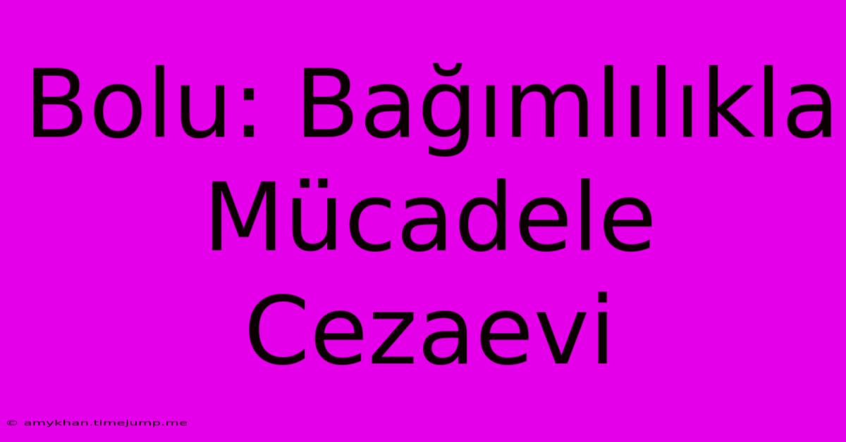 Bolu: Bağımlılıkla Mücadele Cezaevi