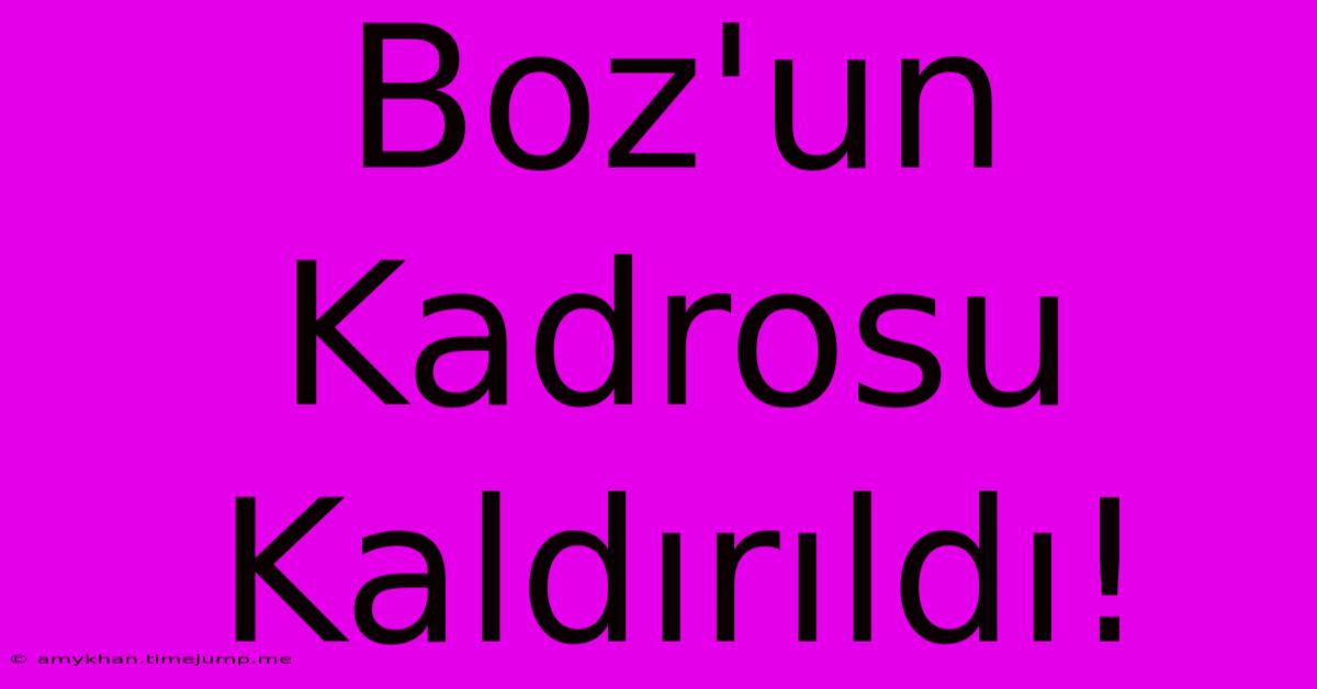 Boz'un Kadrosu Kaldırıldı! Boz'un Kadrosu Kaldırıldı!