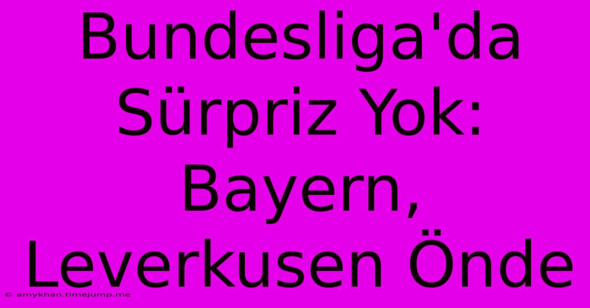 Bundesliga'da Sürpriz Yok: Bayern, Leverkusen Önde