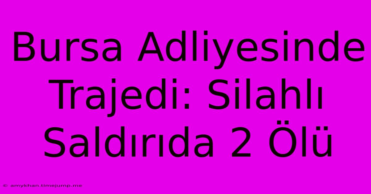 Bursa Adliyesinde Trajedi: Silahlı Saldırıda 2 Ölü