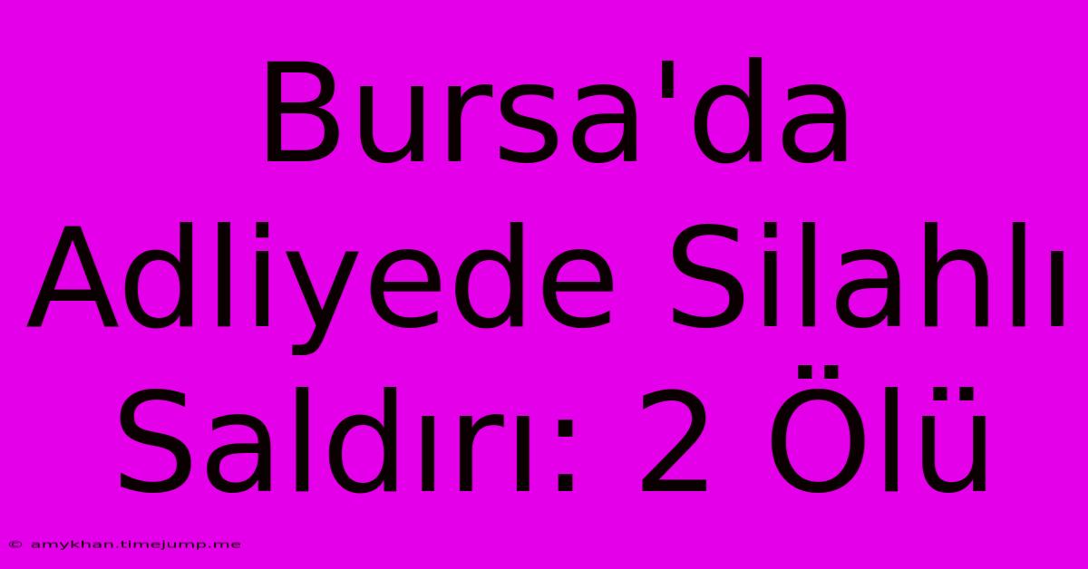 Bursa'da Adliyede Silahlı Saldırı: 2 Ölü