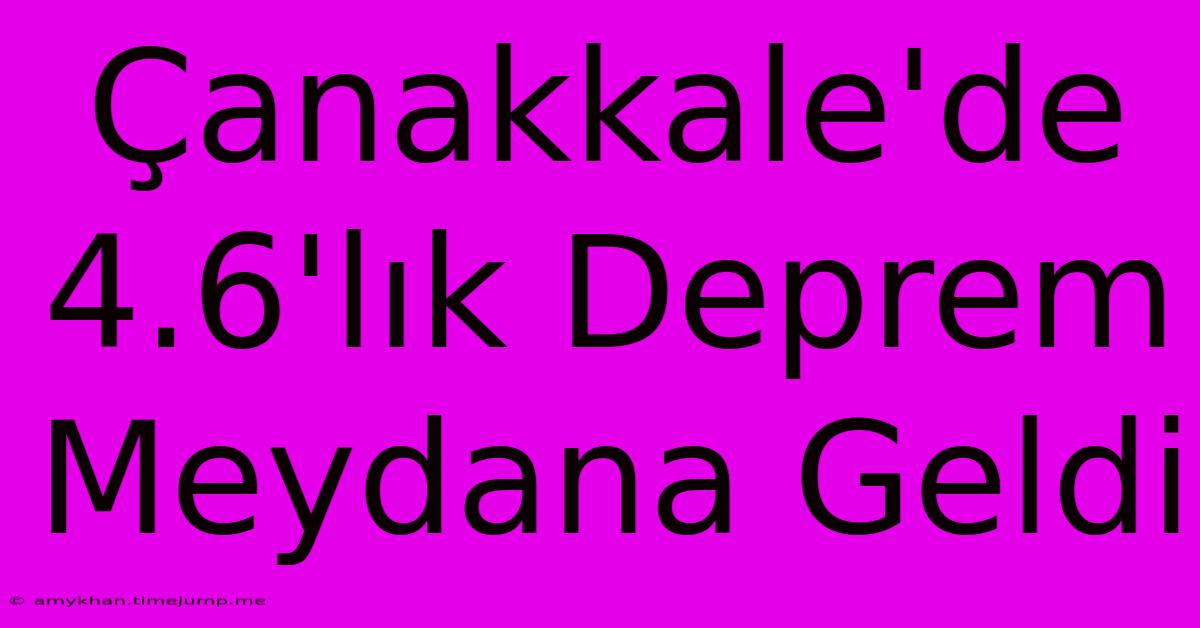 Çanakkale'de 4.6'lık Deprem Meydana Geldi