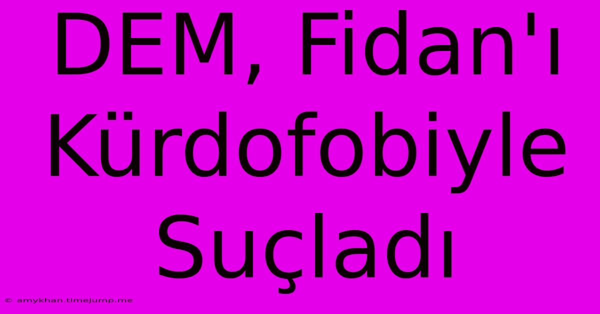 DEM, Fidan'ı Kürdofobiyle Suçladı