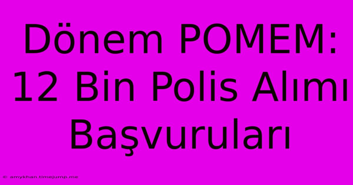 Dönem POMEM: 12 Bin Polis Alımı Başvuruları