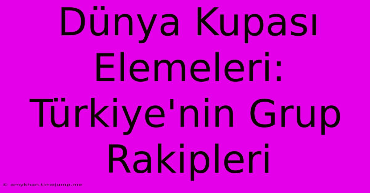 Dünya Kupası Elemeleri: Türkiye'nin Grup Rakipleri