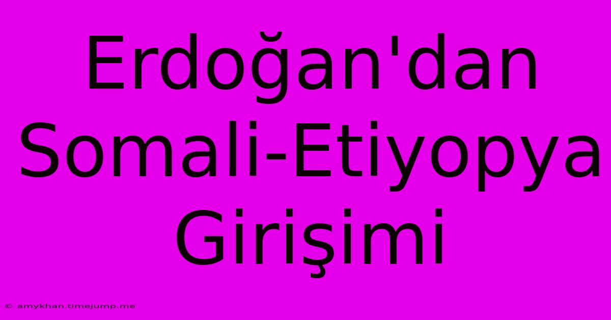 Erdoğan'dan Somali-Etiyopya Girişimi