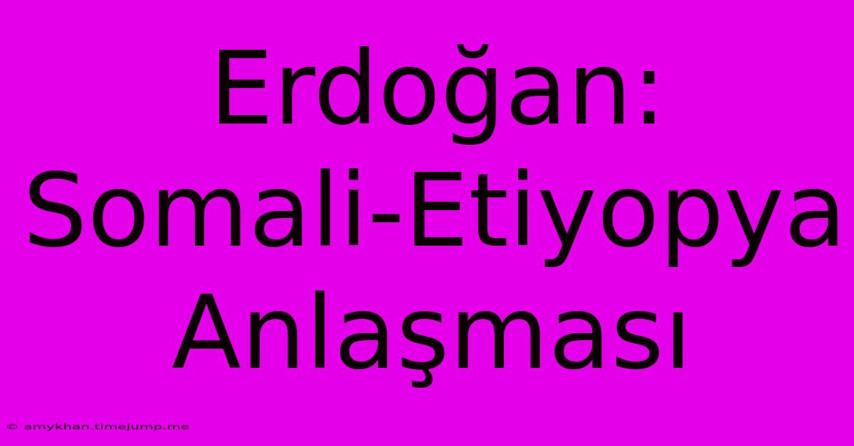 Erdoğan: Somali-Etiyopya Anlaşması