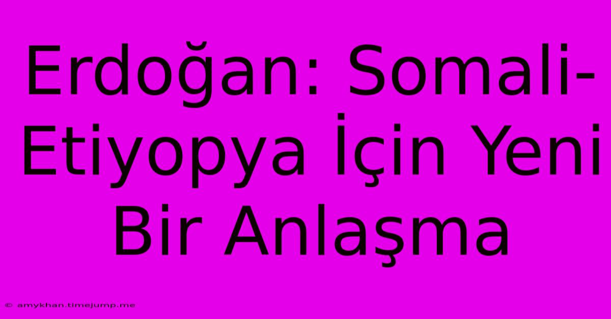 Erdoğan: Somali-Etiyopya İçin Yeni Bir Anlaşma