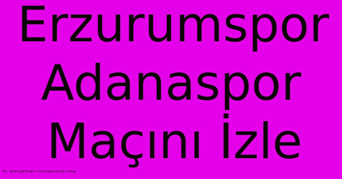 Erzurumspor Adanaspor Maçını İzle Erzurumspor Adanaspor Maçını İzle