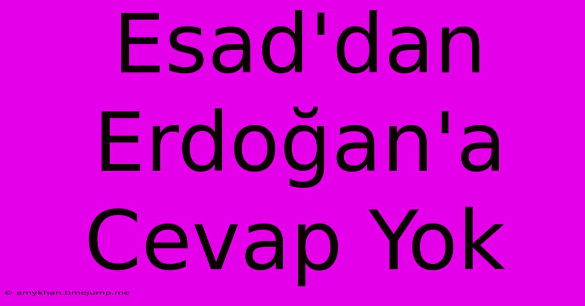 Esad'dan Erdoğan'a Cevap Yok