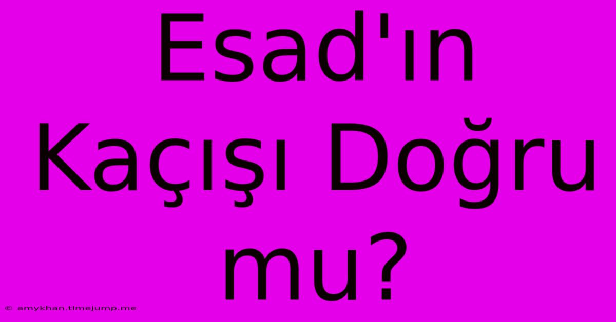 Esad'ın Kaçışı Doğru Mu? Esad'ın Kaçışı Doğru Mu?