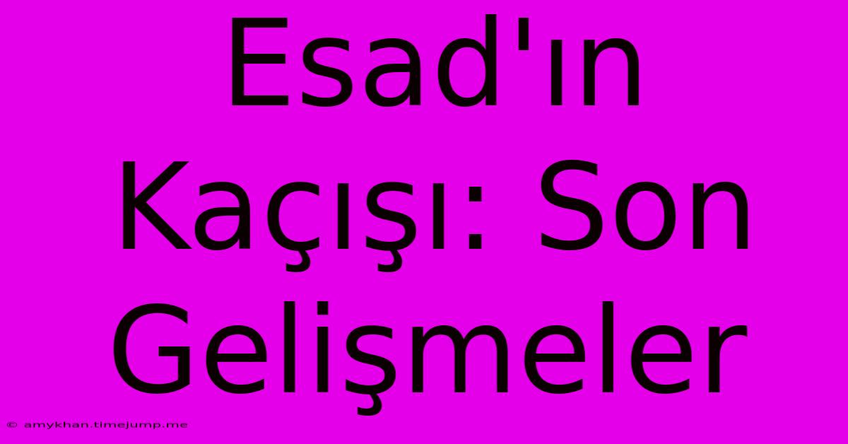 Esad'ın Kaçışı: Son Gelişmeler Esad'ın Kaçışı: Son Gelişmeler