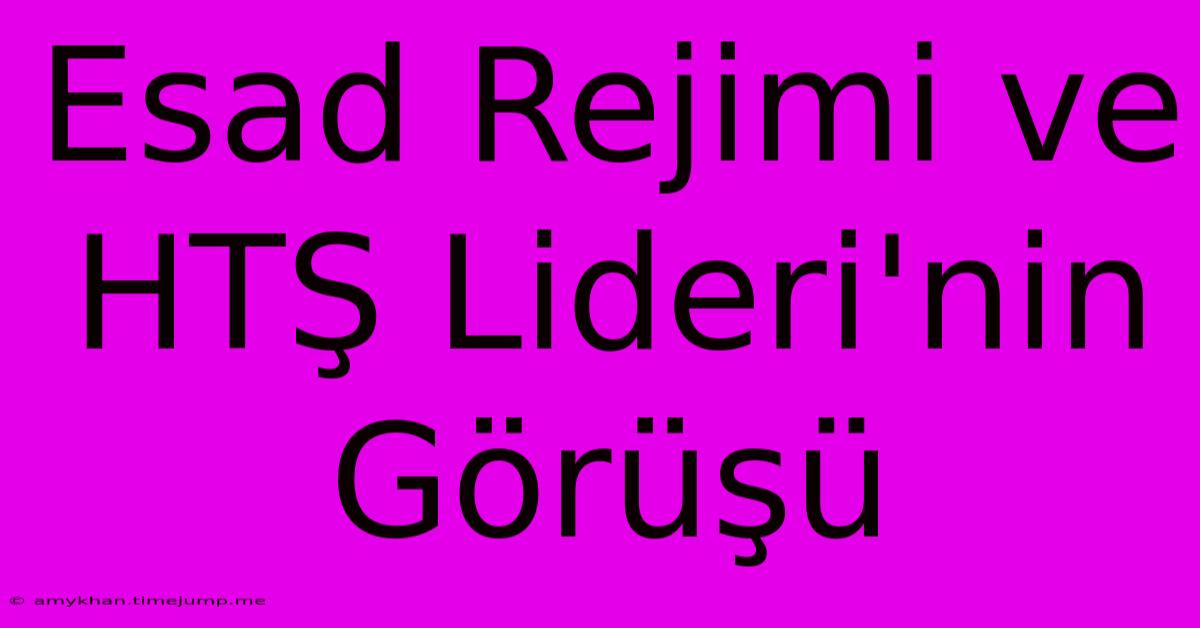 Esad Rejimi Ve HTŞ Lideri'nin Görüşü