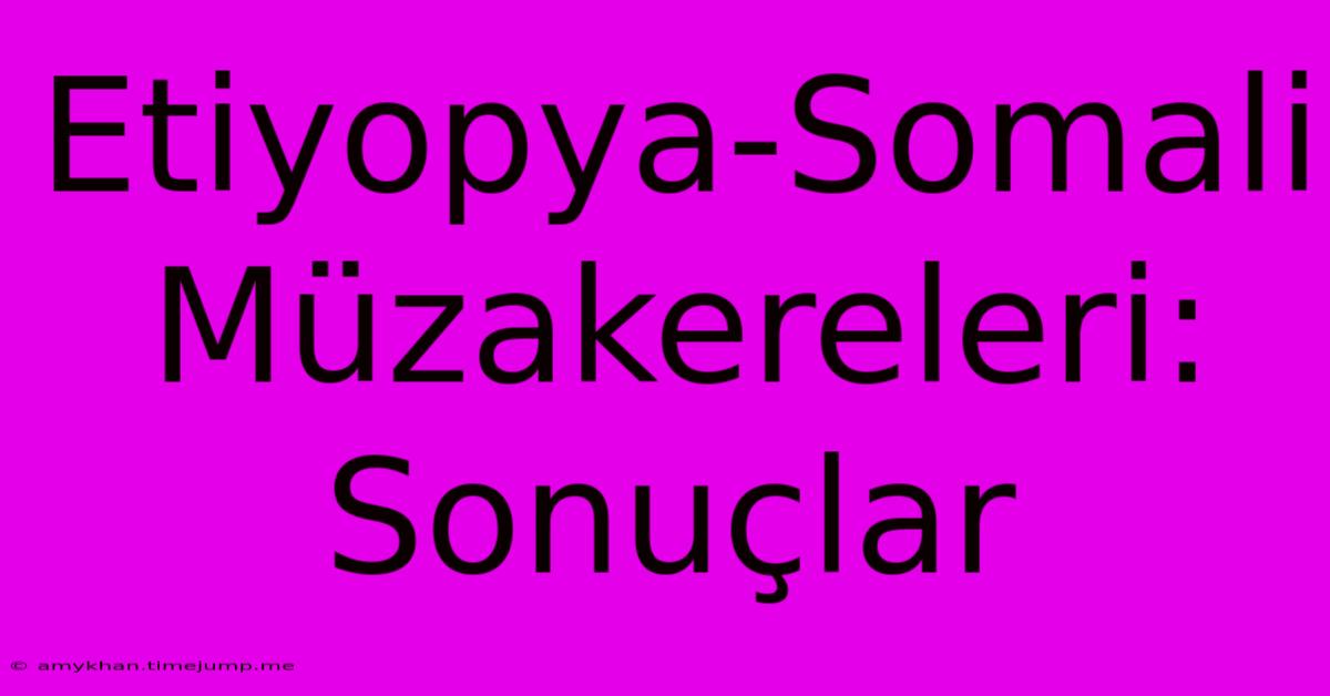 Etiyopya-Somali Müzakereleri: Sonuçlar