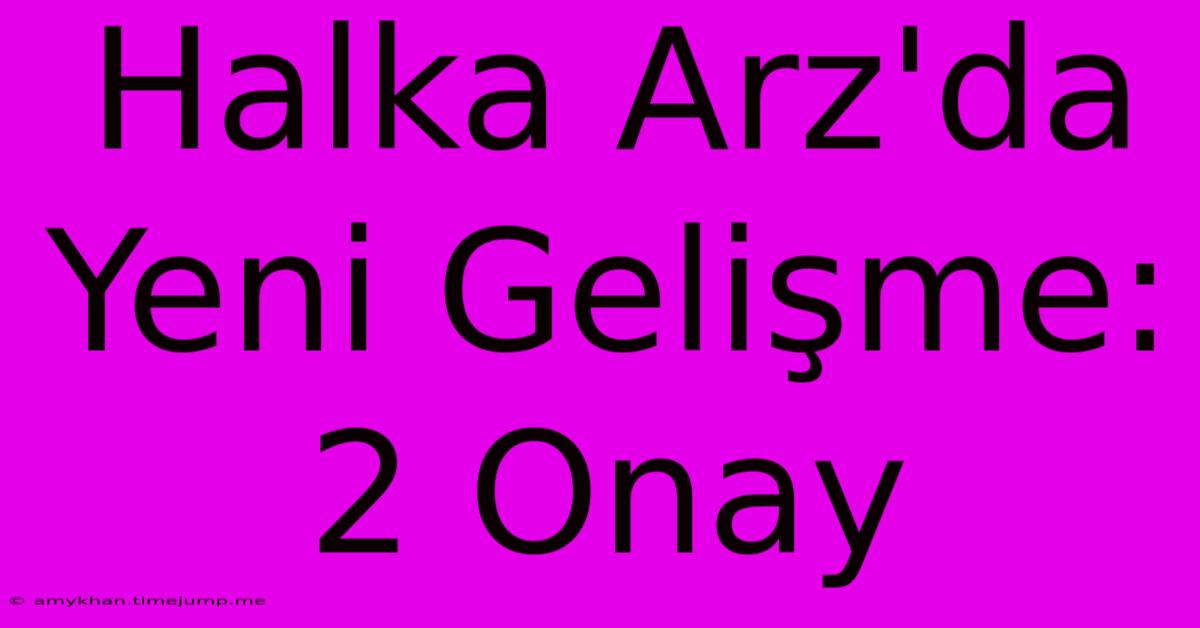 Halka Arz'da Yeni Gelişme: 2 Onay