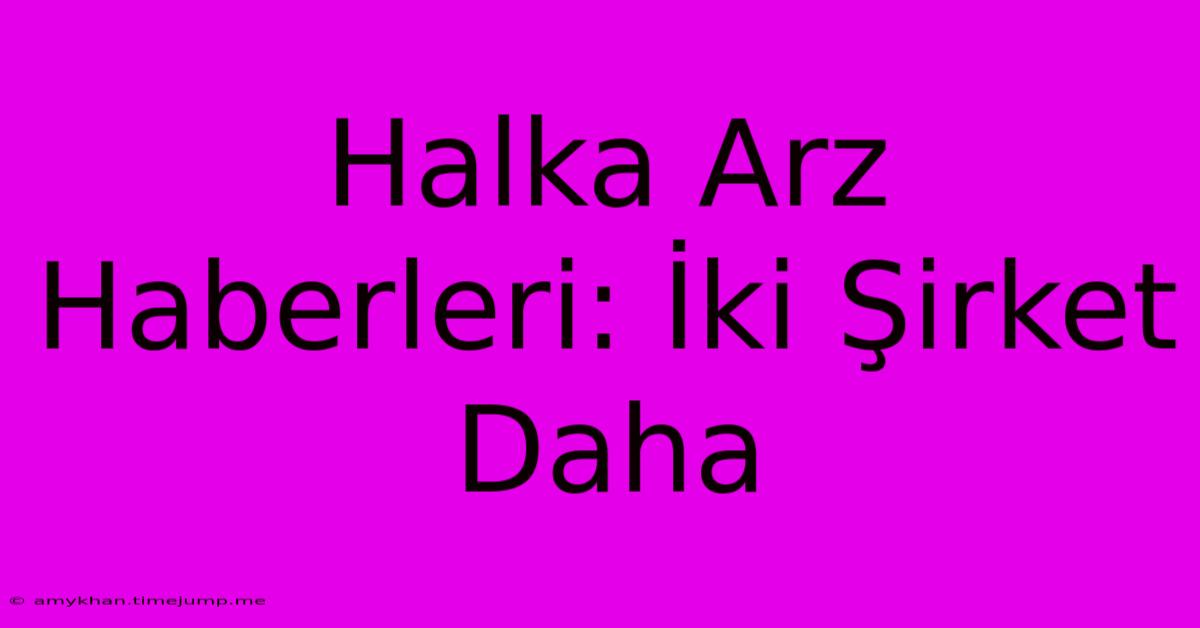 Halka Arz Haberleri: İki Şirket Daha