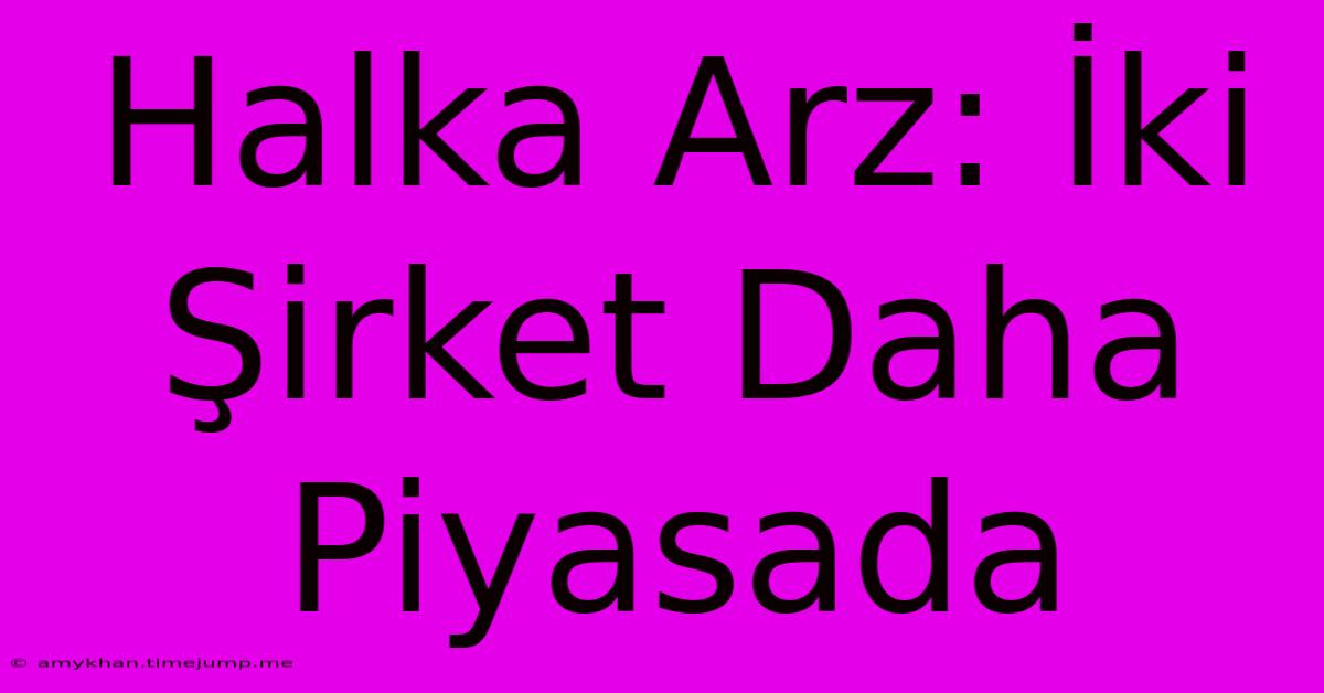 Halka Arz: İki Şirket Daha Piyasada