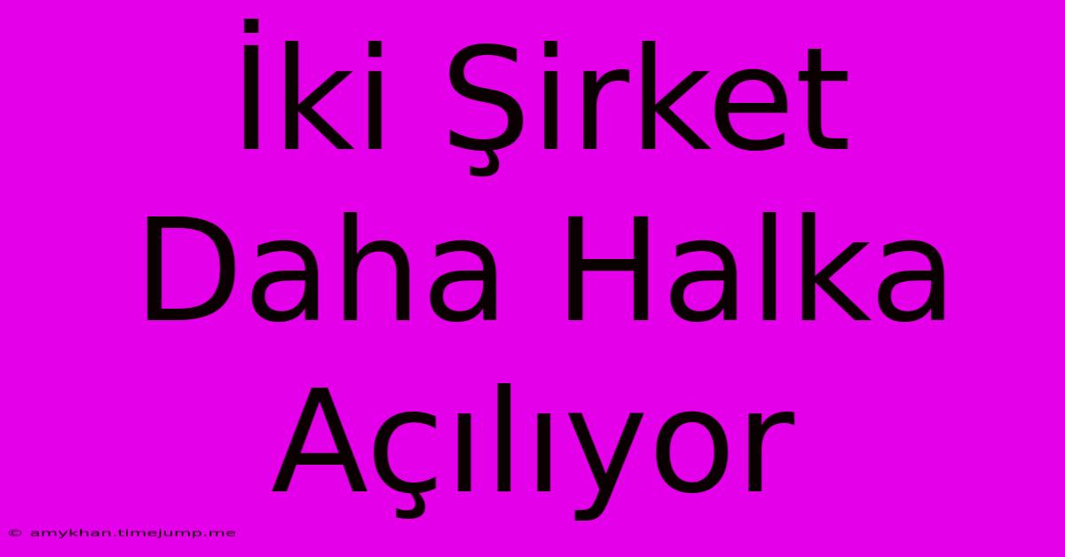 İki Şirket Daha Halka Açılıyor