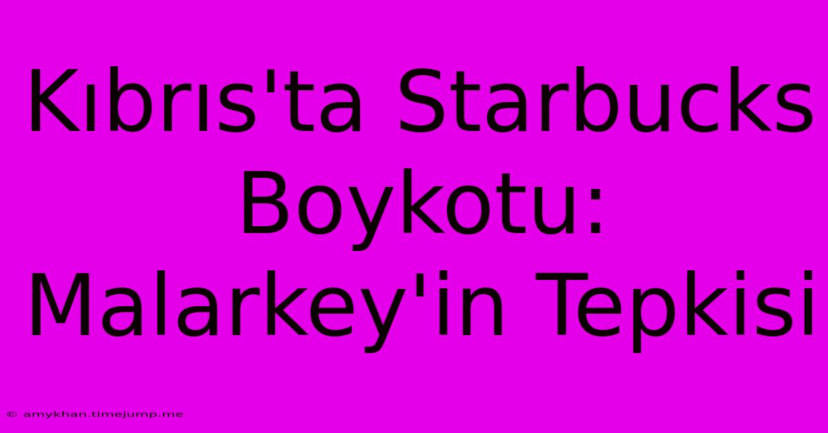 Kıbrıs'ta Starbucks Boykotu: Malarkey'in Tepkisi