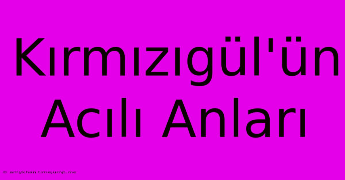 Kırmızıgül'ün Acılı Anları Kırmızıgül'ün Acılı Anları
