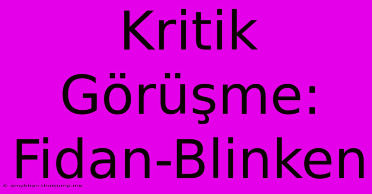 Kritik Görüşme: Fidan-Blinken