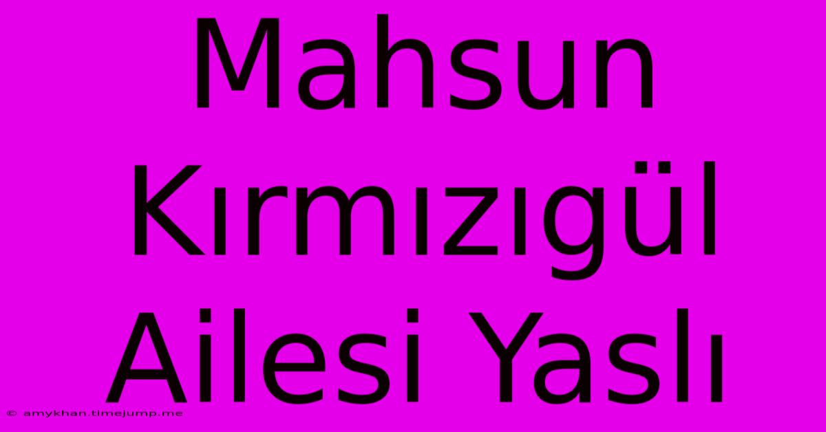 Mahsun Kırmızıgül Ailesi Yaslı Mahsun Kırmızıgül Ailesi Yaslı