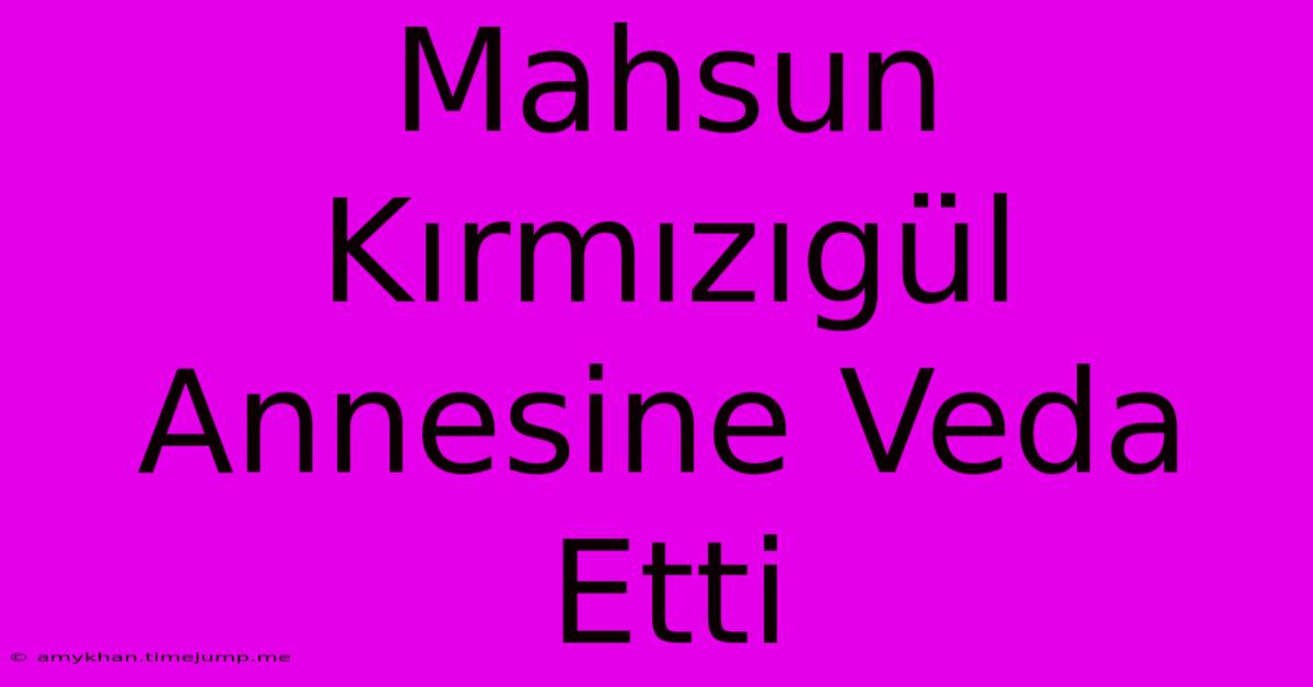 Mahsun Kırmızıgül Annesine Veda Etti Mahsun Kırmızıgül Annesine Veda Etti