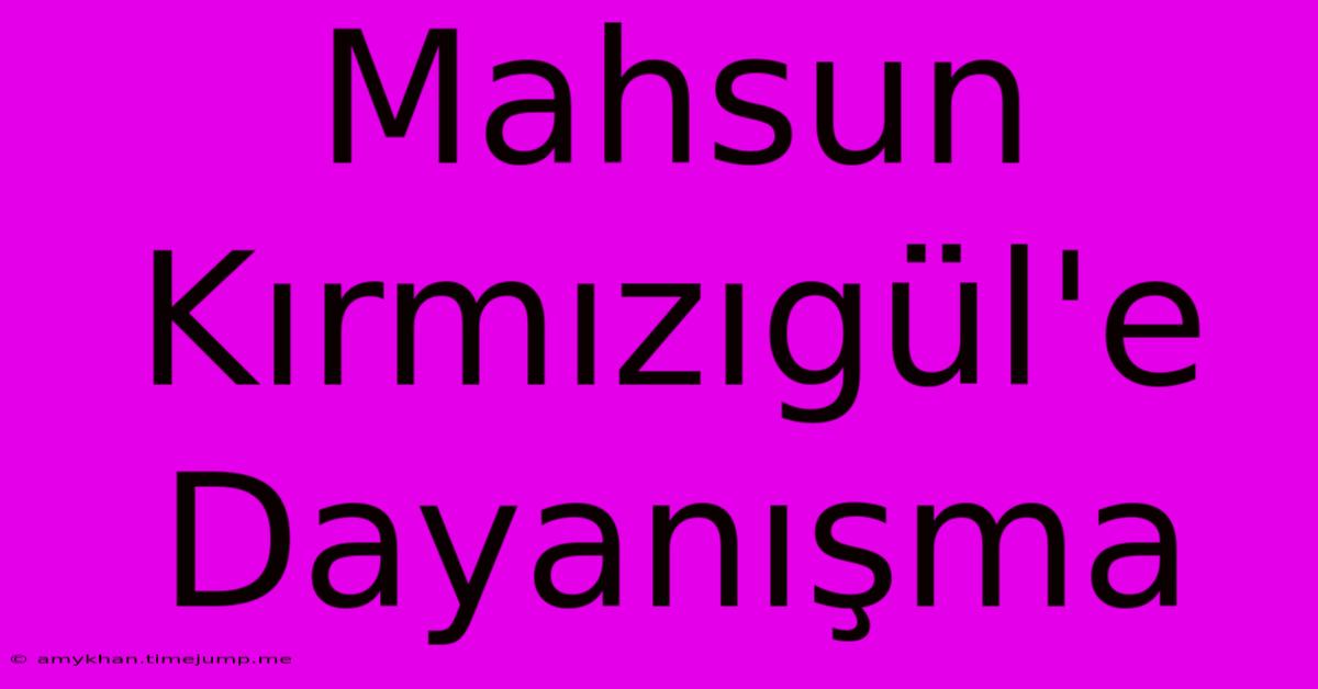 Mahsun Kırmızıgül'e Dayanışma Mahsun Kırmızıgül'e Dayanışma