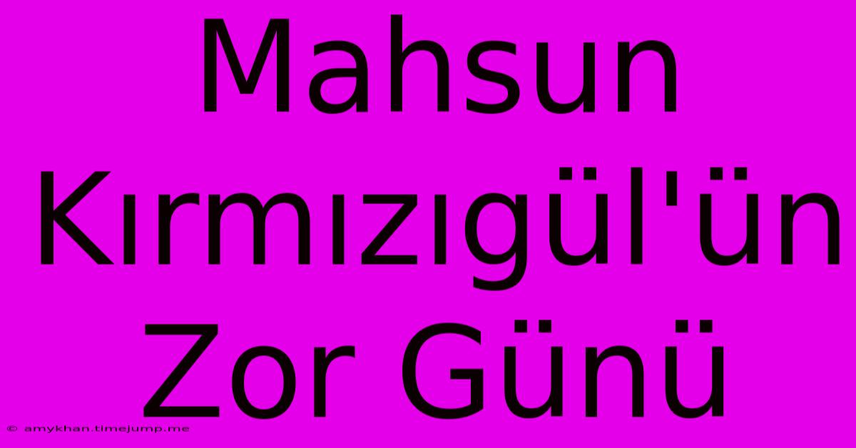 Mahsun Kırmızıgül'ün Zor Günü Mahsun Kırmızıgül'ün Zor Günü