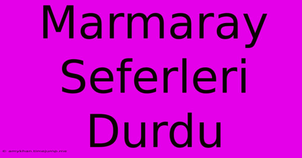 Marmaray Seferleri Durdu