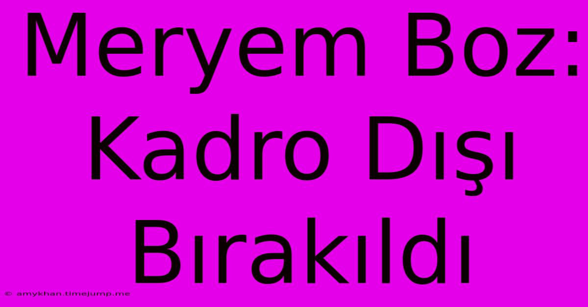 Meryem Boz: Kadro Dışı Bırakıldı Meryem Boz: Kadro Dışı Bırakıldı